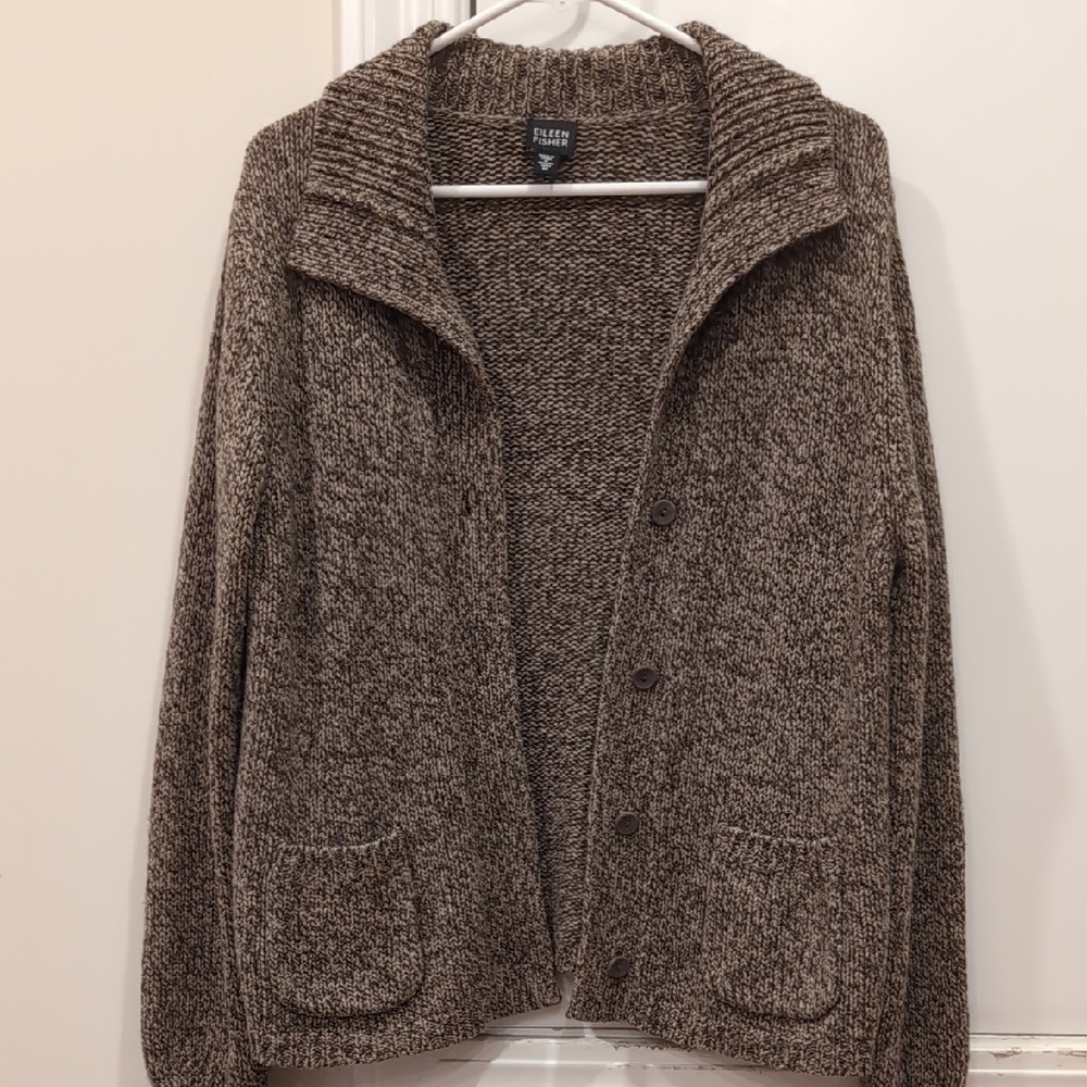Eileen Fisher Italian Yarn Wool Blend Cardigan